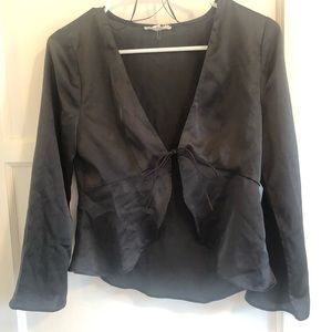 Black silk Nasty Gal sexy low cut crop blouse